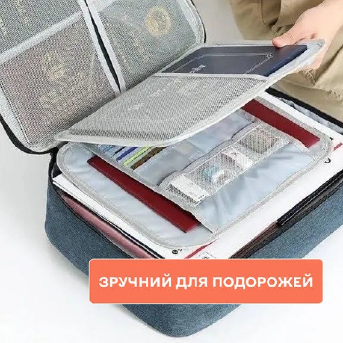Дорожній кейс сумка органайзер для зберігання документів та гаджетів з кодовим замком. Колір: синій