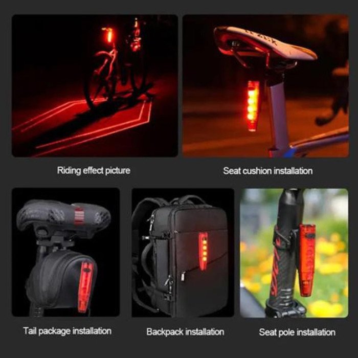 Велоліхтар LEADBIKE LD77-LS-4 LED з лазерною розміткою, Ліхтар акумуляторний світлодіодний велосипедний