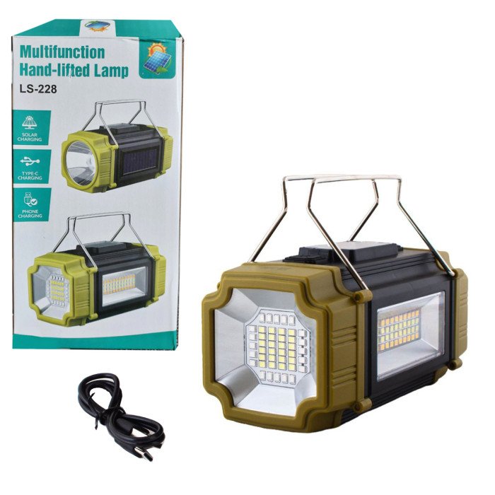 Ліхтар переносний LS-228-LED WHITE+RED+BLUE+YELLOW, Ліхтар для кемпінгу з вбудованим зарядним пристроєм