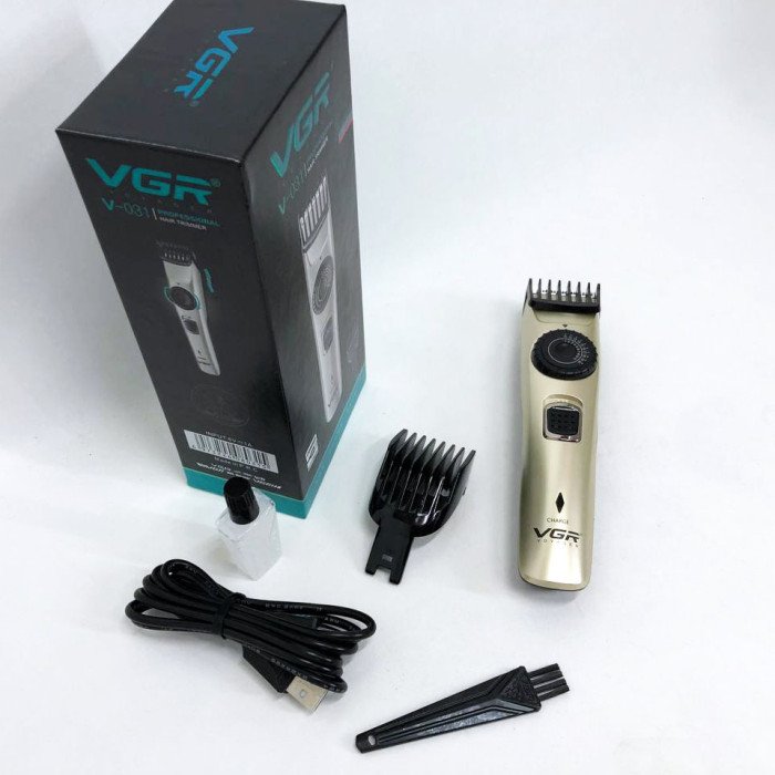 Машинка для стрижки волосся бездротова VGR V-031, тример для бороди вусів 2 насадки, окантувальна машинка