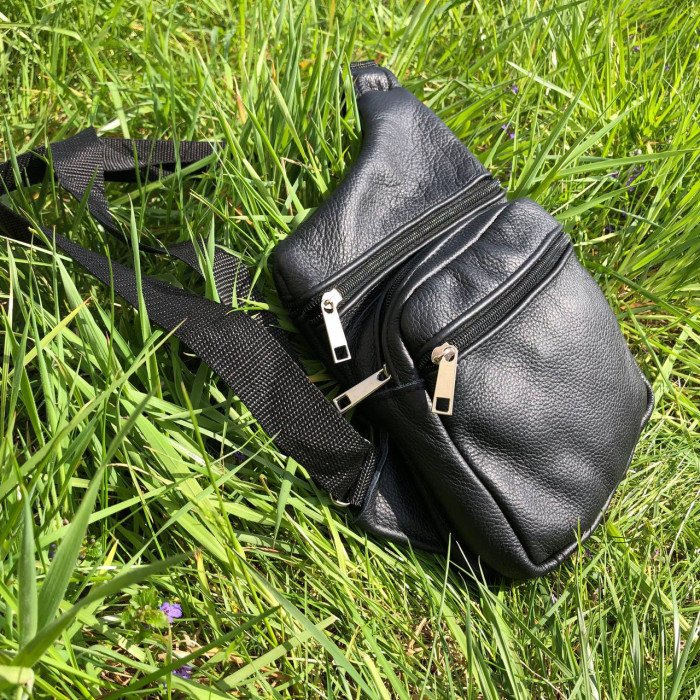 Чоловіча сумка з натуральної шкіри, тактична сумка - месенджер чорна, тактична сумка на груди