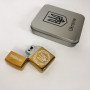 Дугова електроімпульсна USB Юсб запальничка Україна металева коробка HL-447. Колір: золотий