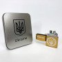 Дугова електроімпульсна USB Юсб запальничка Україна металева коробка HL-447. Колір: золотий