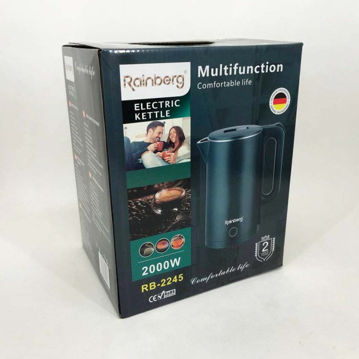 Чайник електричний Rainberg RB-2245 2000Вт 2л, гарний електричний чайник. Колір: зелений