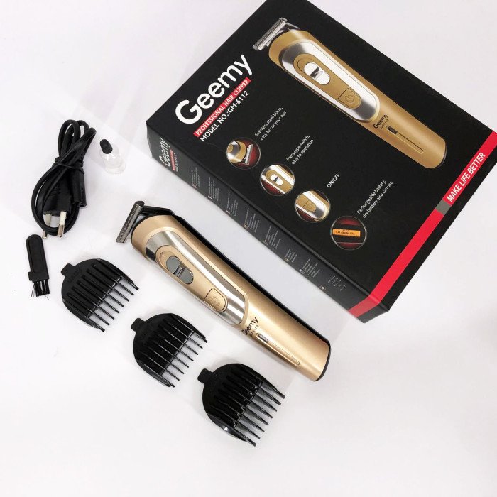 Бездротова машинка для стрижки волосся GEMEI GM-6112 акумуляторна. Колір: золотий