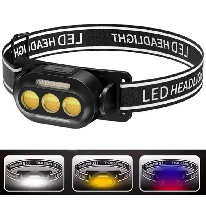 Ліхтарик налобний YD02-COB (White+red+blue), Ліхтарі налобні для активних людей, ліхтар для туризму