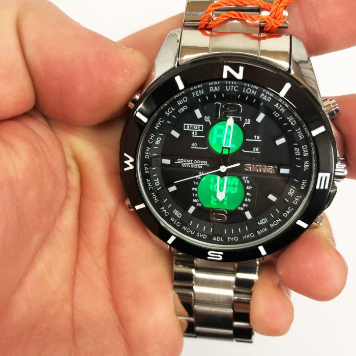 Годинник наручний чоловічий SKMEI 1670SIWT SILVER-WHITE, годинник тактичний протиударний. Колір: срібний