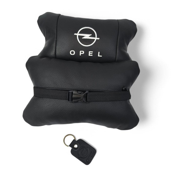Набір автомобільних подушок 2шт для Opel, натуральна шкіра, стильні чорні підголівники Опель для авто