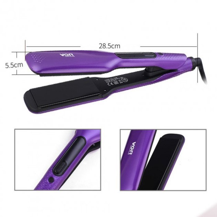 Широка праска для випрямлення волосся VGR V-506 потужністю 55 Вт з LED дисплеєм 130-210 градусів фіолетовий