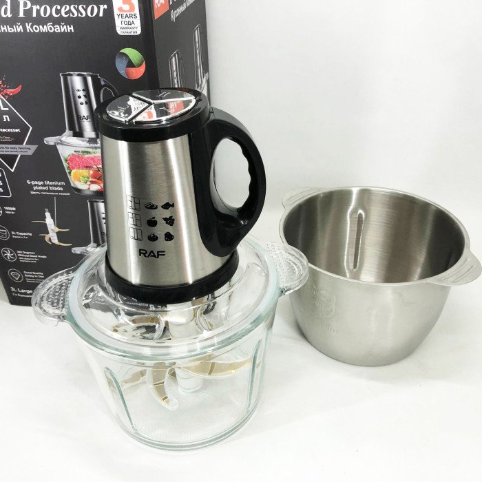 Блендер-подрібнювач RAF R.7028 2 в 1, 300 Вт, 2 чаші, Побутовий потужний подрібнювач продуктів