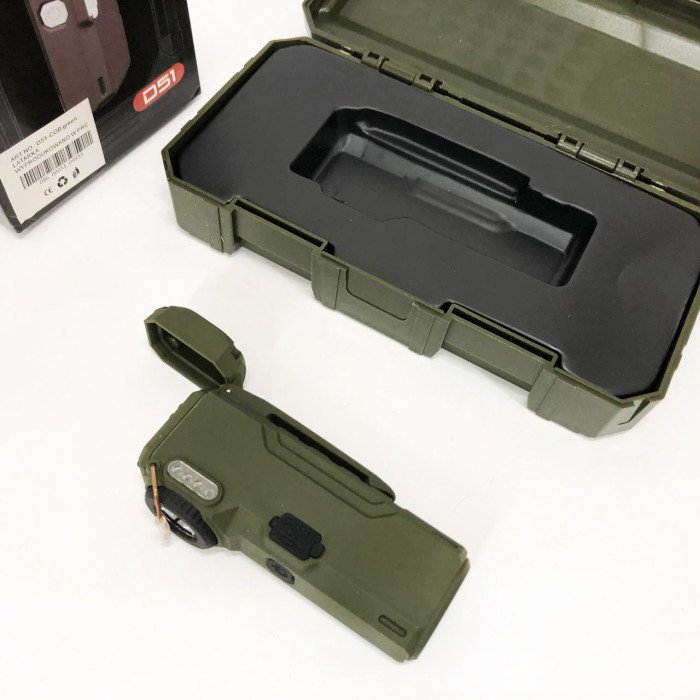 Ліхтарик-запальничка армійська MULTIFUNCTIONAL D51-COB, Запальничка на подарунок в упаковці. Колір: зелений