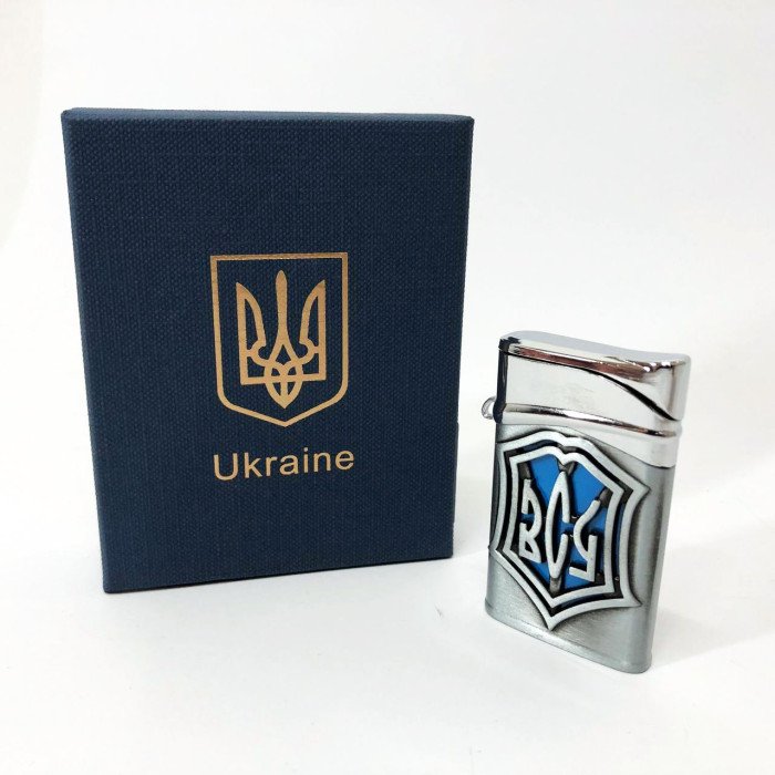 Запальничка газова ЗСУ (Подарунка, Гостро полум'я) HL-4112-4. Колір: срібло