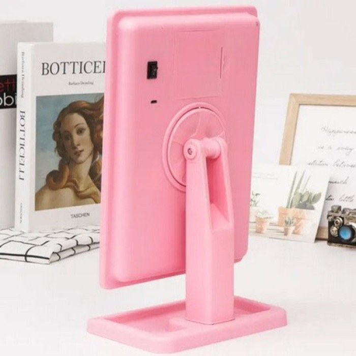 Настільне дзеркало для макіяжу Cosmetie mirror 360 Rotation Angel з підсвічуванням. Колір: рожевий