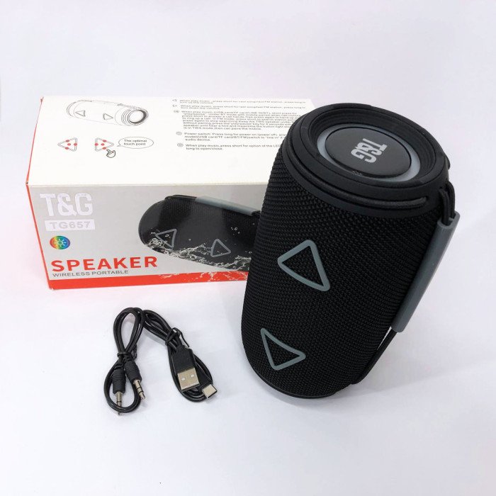 Bluetooth-колонка TG657 з RGB підсвічуванням 1500 mAh, Bluetooth колонка для гарної музики. Колір: чорний
