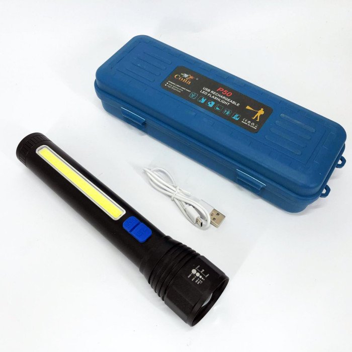 Ліхтар ручний з оптичним зумом CB-C13-P50+COB, Потужний акумуляторний лед ліхтарик, лед ліхтар ручний