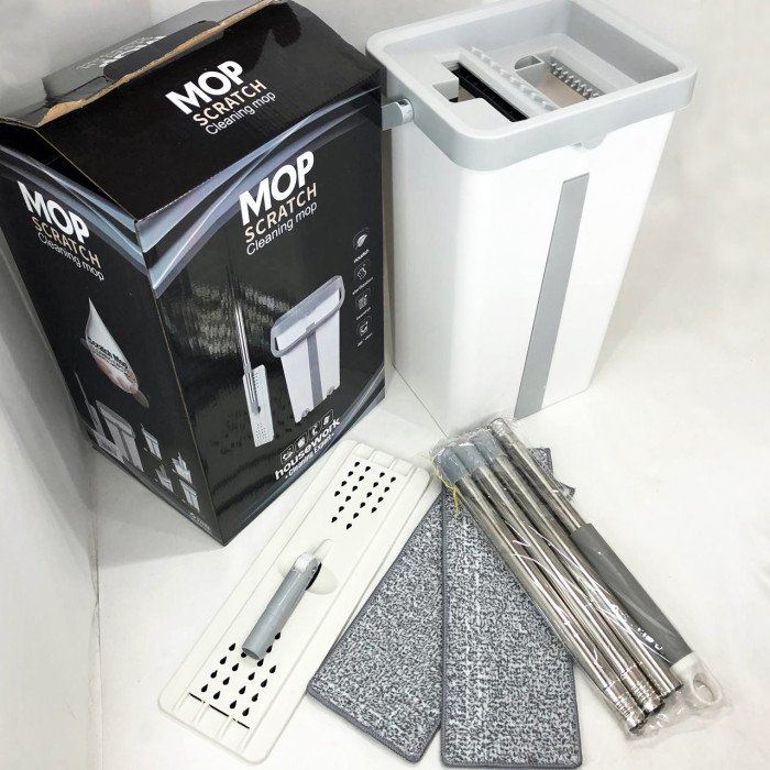 Швабра велика з відром комплект Scratch Cleaning Easy Mop з автоматичним віджиманням та складною ручкою