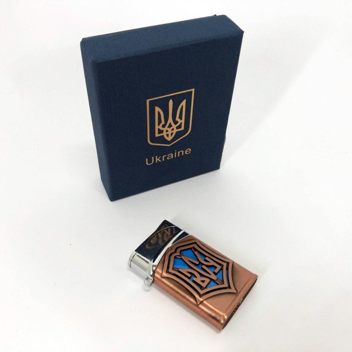 Запальничка газова ЗСУ Подарункова коробка, Гостре полум'я HL-4112-4, Запальничка з турбонаддувом. Колір: бронза