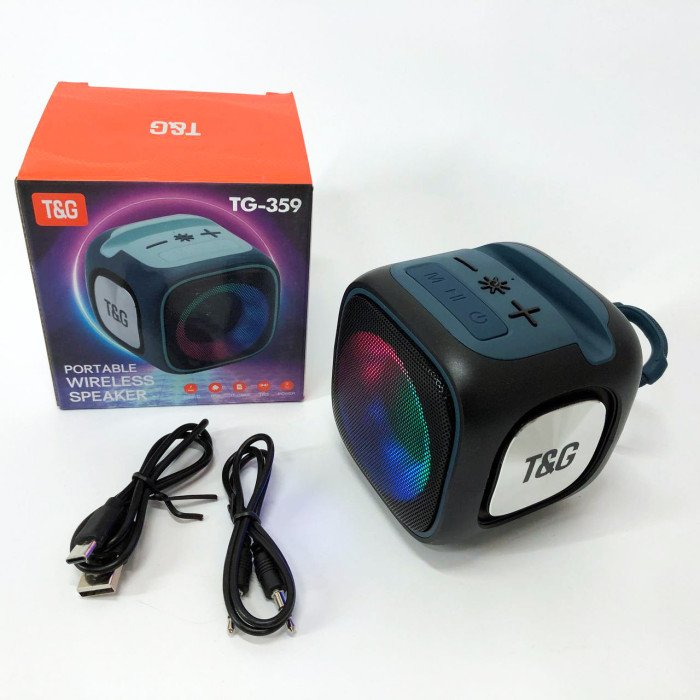 Портативна Bluetooth колонка TG359 7W з RGB підсвічуванням, гучна колонка для вечірки. Колір: чорний