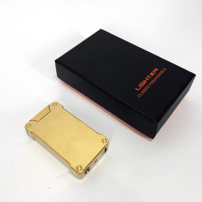 Дугова електроімпульсна запальничка із USB-зарядкою ліхтариком LIGHTER HL-437, Юсб запальничка. Колір: золотий