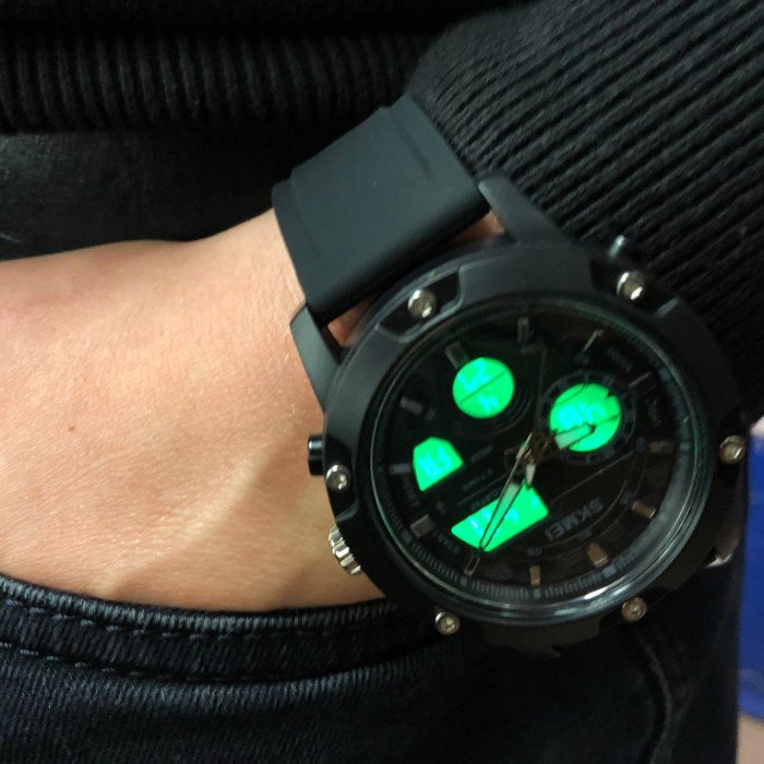 Годинник наручний чоловічий SKMEI 1757BKWT BLACK-WHITE, армійський годинник протиударний. Колір: чорний