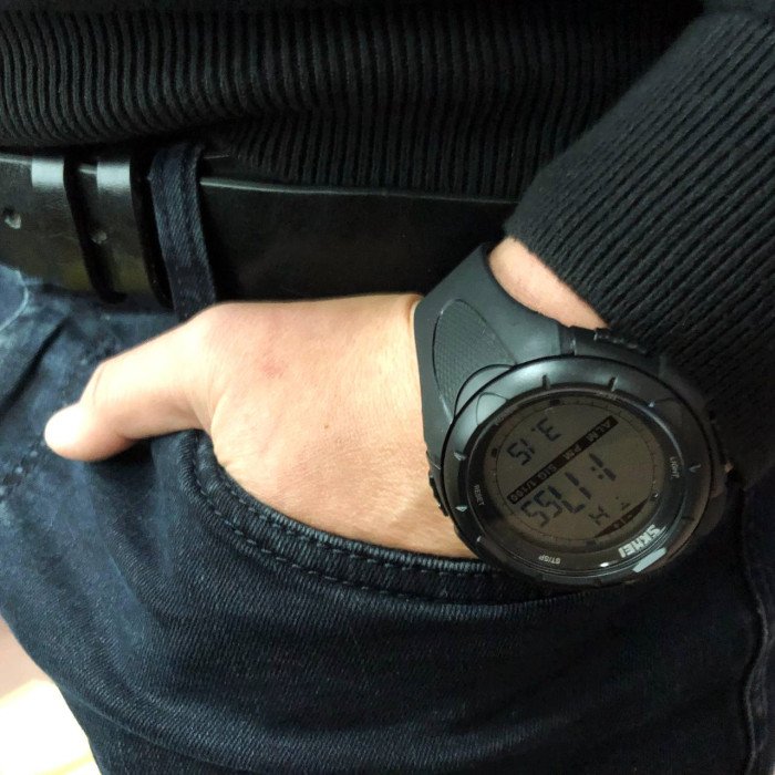 Чоловічий годинник SKMEI 1025BK ARMY BLACK, годинник тактичний протиударний. Колір: чорний