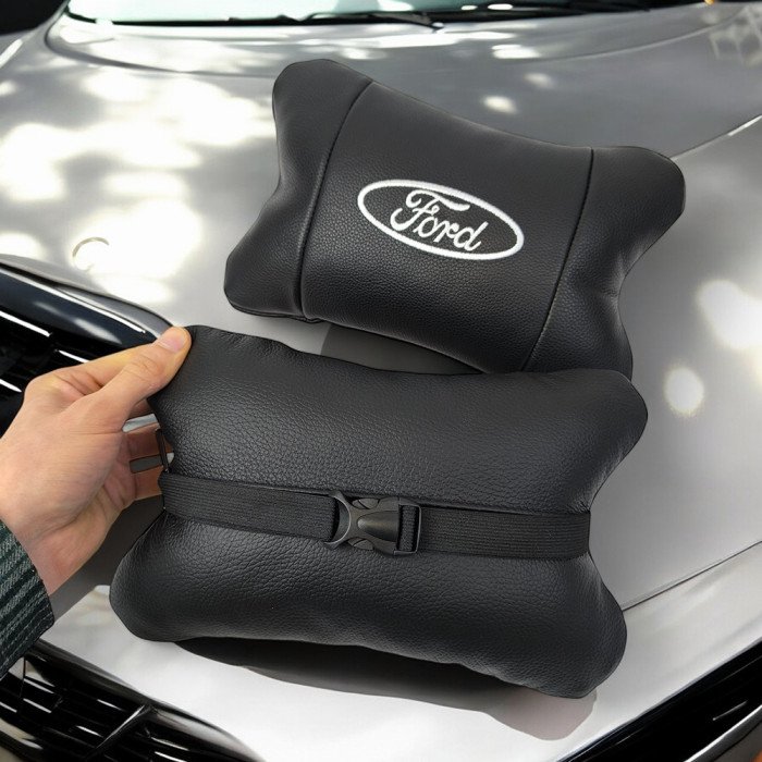 Набір автомобільних подушок 2шт для Ford, натуральна шкіра, стильні підголовники для зручної поїздки Форд
