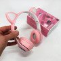 Бездротові навушники з котячими вушками та RGB підсвічуванням Cat VZV 23M. Колір: рожевий