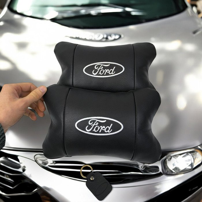 Набір автомобільних подушок 2шт для Ford, натуральна шкіра, стильні підголовники для зручної поїздки Форд