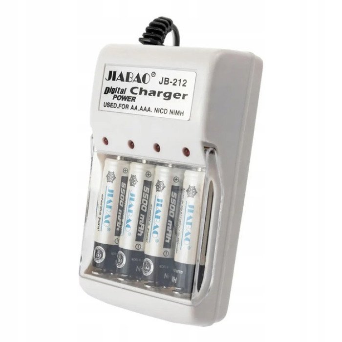 Зарядний пристрій для акумуляторів АА та ААА, Jiabao JB-212 + 4 акумулятори ААА