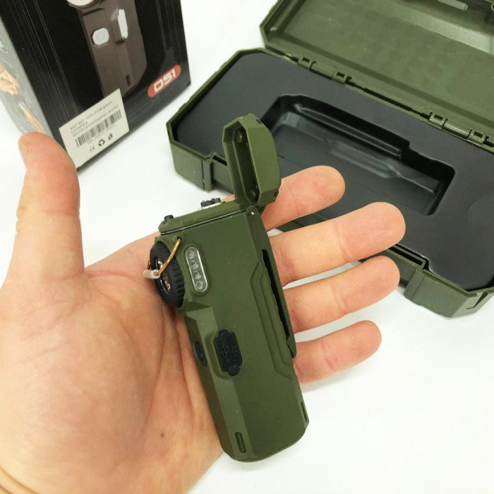 Ліхтарик-запальничка армійська MULTIFUNCTIONAL D51-COB, Запальничка на подарунок в упаковці. Колір: зелений