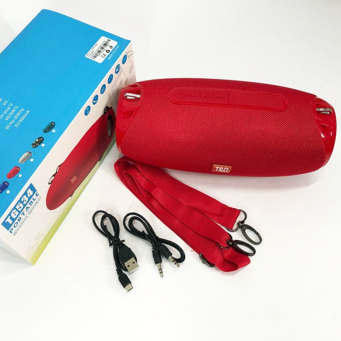 Портативна Bluetooth колонка TG534 SD IPX5 з ремінцем, бездротова колонка потужна. Колір: червоний