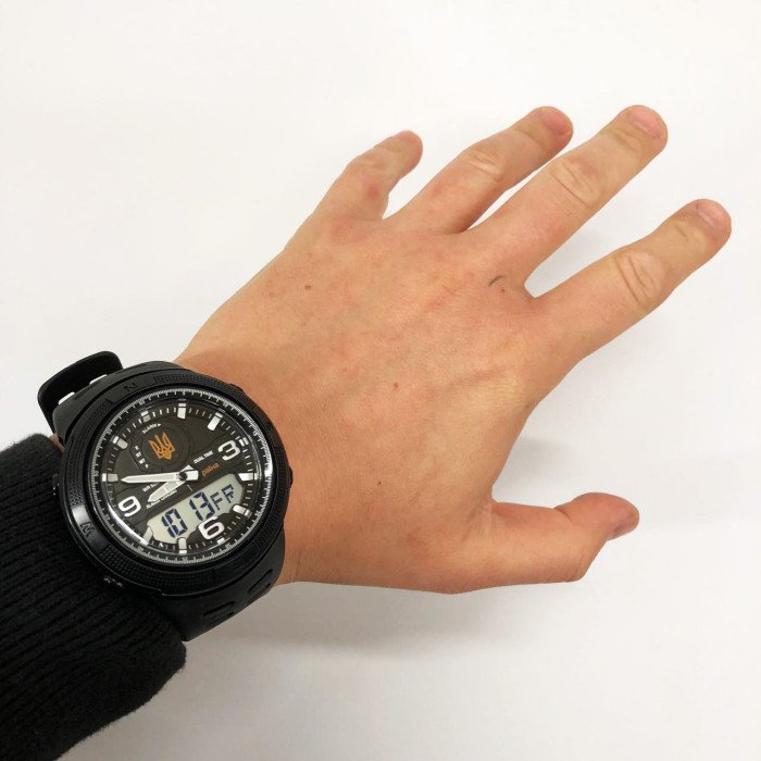 Годинник наручний чоловічий SKMEI 5561/1655BKWT, спортивний, Чоловічий армійський водостійкий тактичний годинник