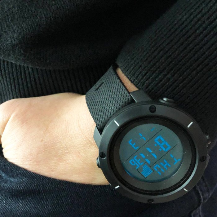 Годинник наручний чоловічий SKMEI 1213BK BLACK BIG SIZE, годинник тактичний протиударний. Колір: чорний