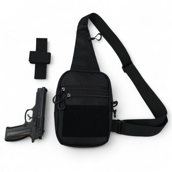 Тактична чоловіча сумка з кобурою Cordura 1000D – 6 кишень, чорна