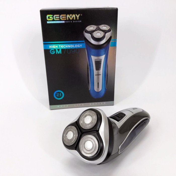 Електробритва GEEMY GM-7090 3 в 1 тример, бездротова електробритва, Тример для вусів. Колір: синій