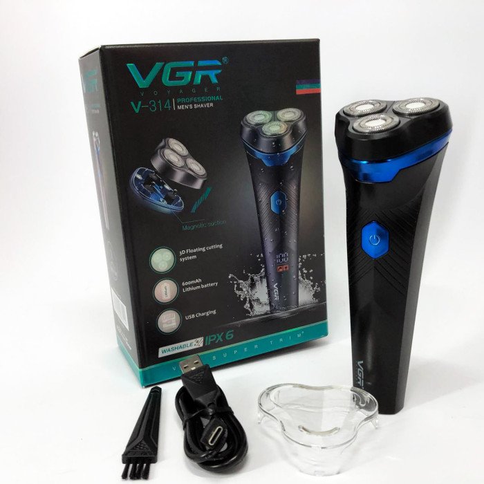 Електробритва VGR V-314 для чоловіків, роторна для вологого та сухого гоління, машинка чоловіча для гоління.