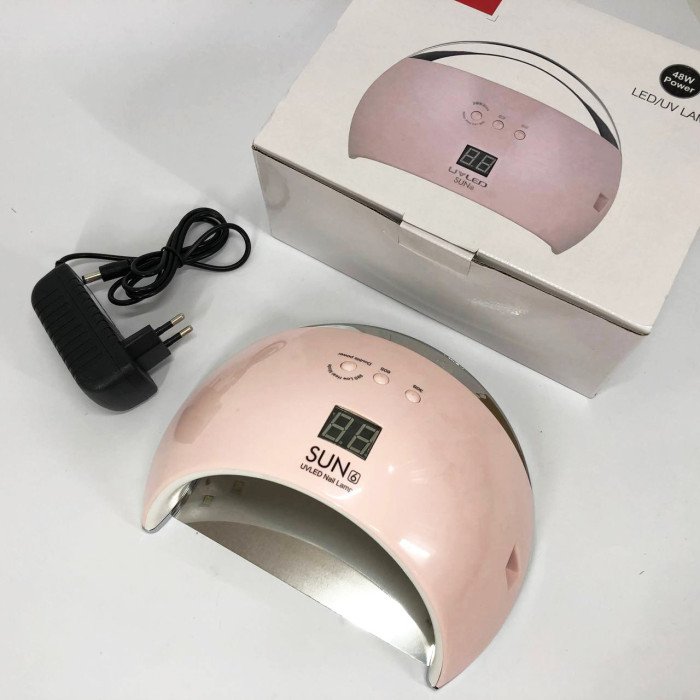 Ультрафіолетова лампа для Манікюру UV LAMP Sun 6, Світлодіодна сушарка для гель лаку. Колір: рожевий