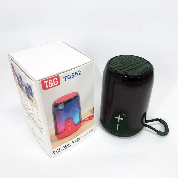 Портативна колонка TG652 5W з RGB підсвічуванням та ремінцем, колонка з акумулятором блютуз. Колір: зелений