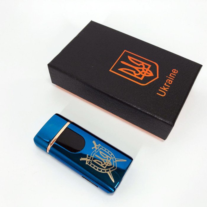 Електрична та газова запальничка Україна з USB-зарядкою HL-432, сенсорна запальничка. Колір: синій