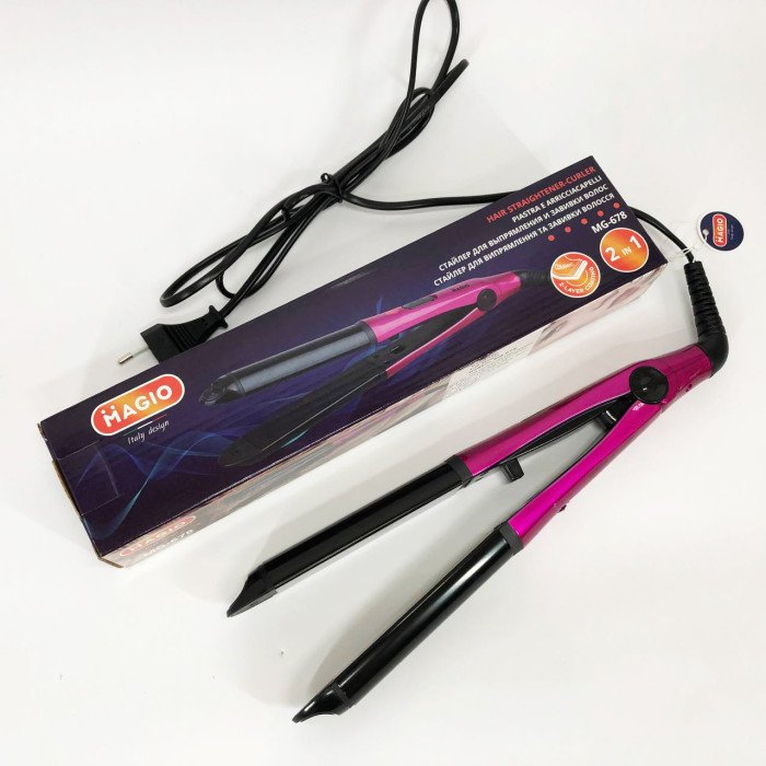 Щипці плойка-випрямляч MAGIO MG-678, Випрямляч для волосся 2в1, Гофре плойка прасок для волосся