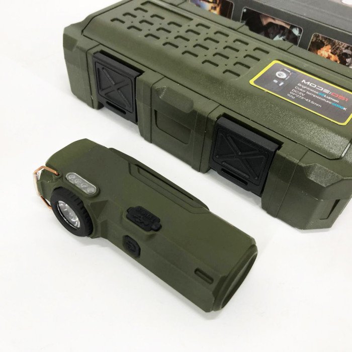 Ліхтарик-запальничка армійська MULTIFUNCTIONAL D51-COB, Запальничка на подарунок в упаковці. Колір: зелений