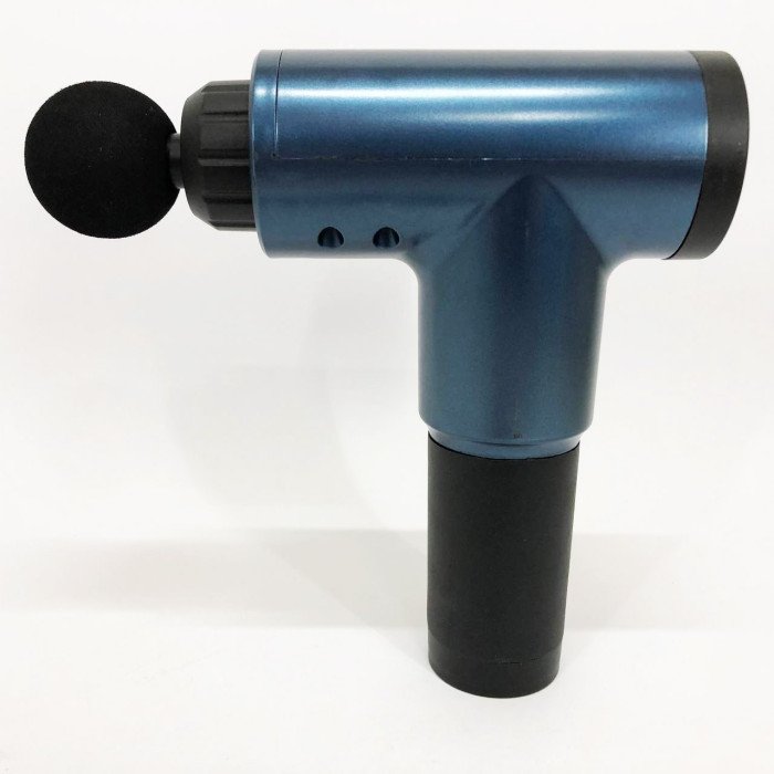 Акумуляторний масажер Fascial Gun KH-320 портативний ручний ударний м'язовий пістолет 4 насадки синій