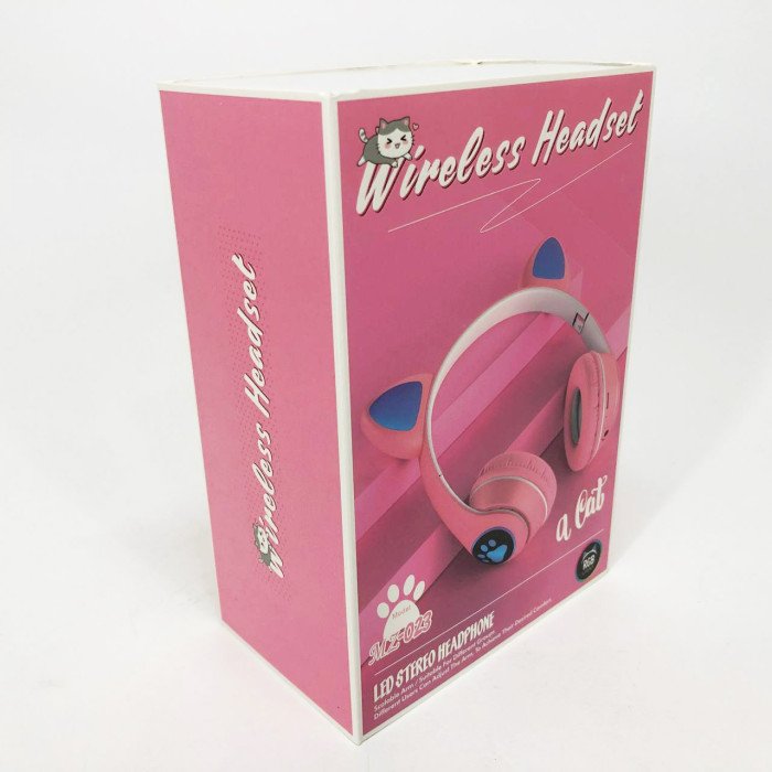 Бездротові навушники з котячими вушками та RGB підсвічуванням Cat VZV 23M. Колір: рожевий