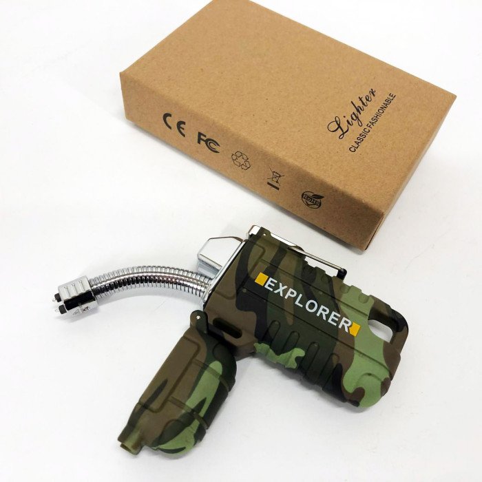 Дугова електроімпульсна запальничка водонепроникна EXPLORER HL-516, сенсорна запальничка. Колір зелений