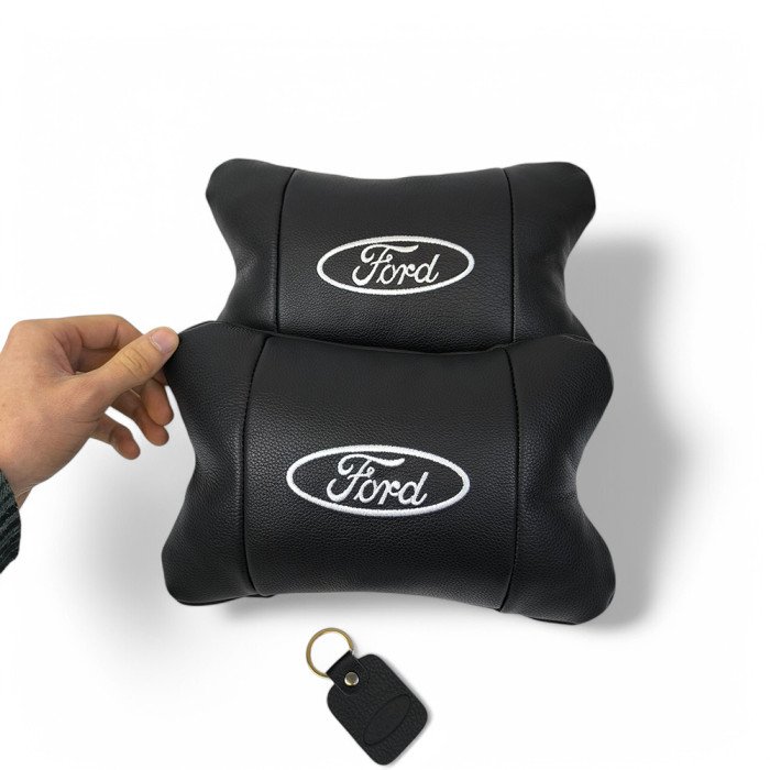 Набір автомобільних подушок 2шт для Ford, натуральна шкіра, стильні підголовники для зручної поїздки Форд