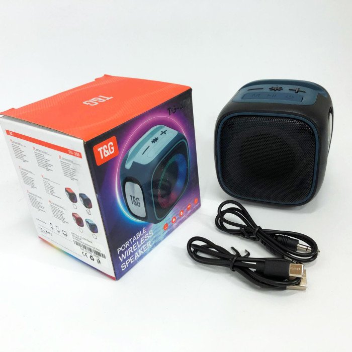 Портативна Bluetooth колонка TG359 7W з RGB підсвічуванням, гучна колонка для вечірки. Колір: чорний