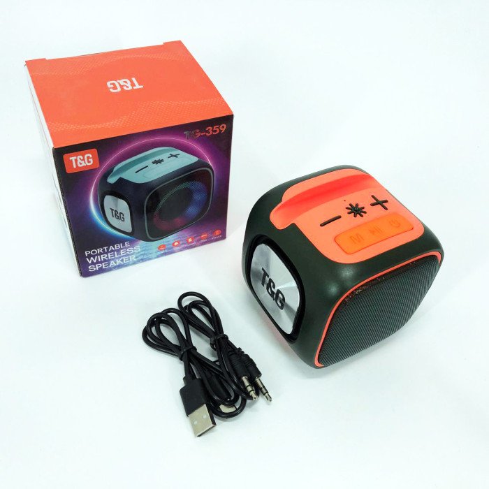 Портативна Bluetooth колонка TG359 7W з підсвічуванням RGB, акумуляторна колонка для музики. Колір: зелений