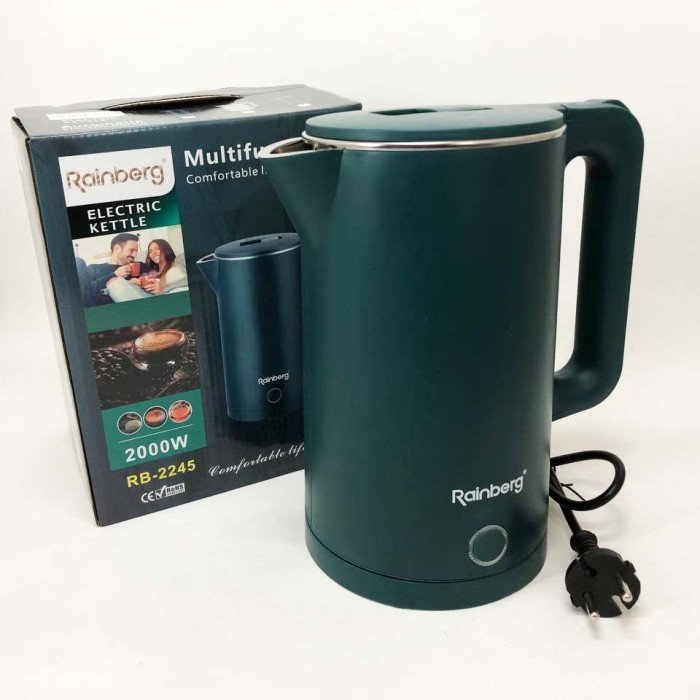 Чайник електричний Rainberg RB-2245 2000Вт 2л, гарний електричний чайник. Колір: зелений