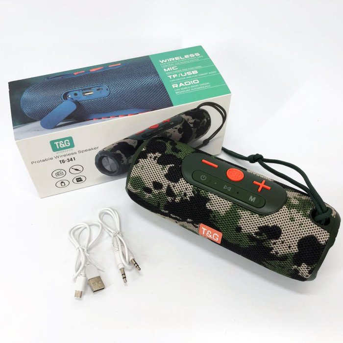 Портативна колонка Bluetooth TG341 зі шнурком, акумуляторна колонка для музики. Колір: камуфляж