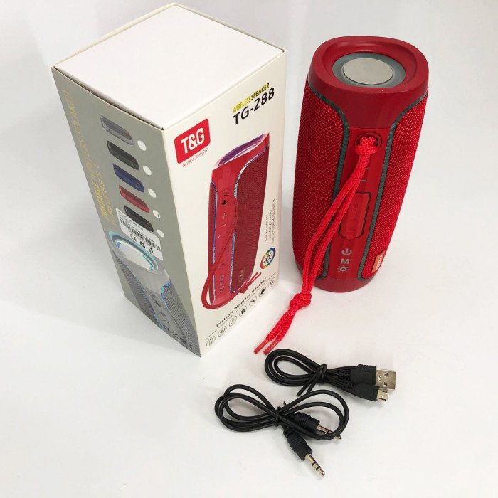 Портативна Bluetooth колонка з LED підсвічуванням TG288, гучна колонка для вечірки. Колір: червоний